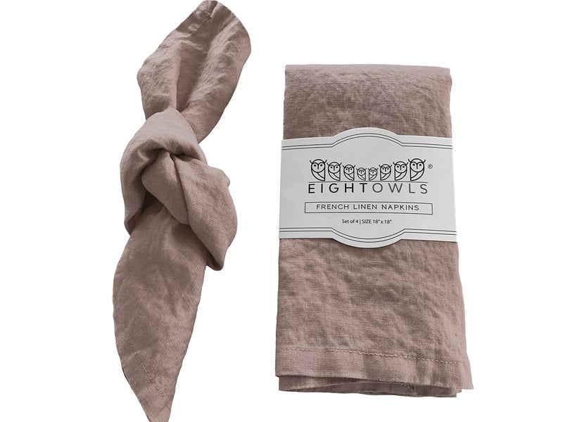 Eight Owls Linen Napkins â€“100% French Flax â€“ Stonewashed Pure Linen Cloth Napkins - Size 18 Inch x 18 Inch â€“ Set of 4 (Natural Rustic Taupe) - Image 1